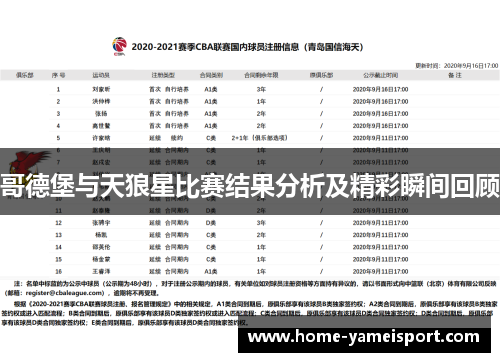 哥德堡与天狼星比赛结果分析及精彩瞬间回顾